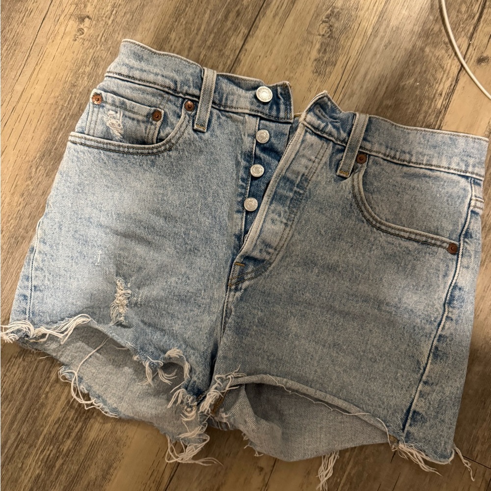 Levi's Light Blue Distressed Jean Shorts